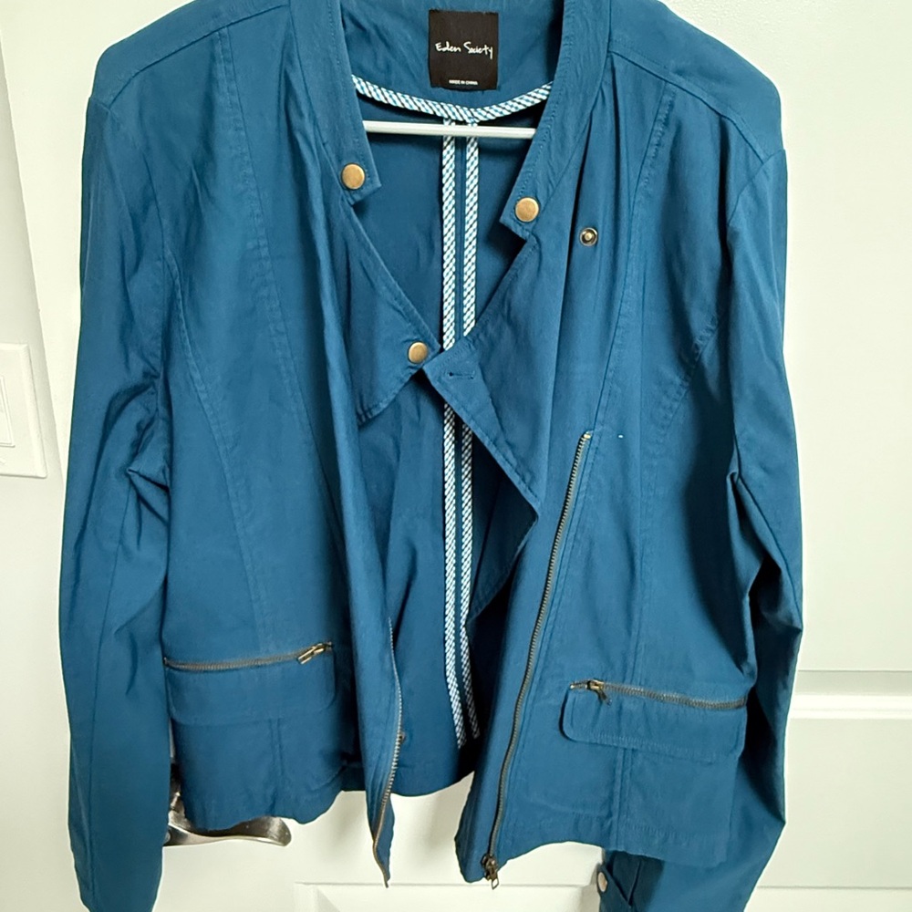Teal Blue Jacket with Gold Accents